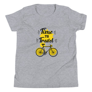 'Time To Travel Bicycle' Unisex Youth Short Sleeve T-Shirt