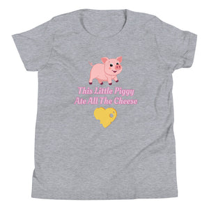 'This Little Piggy Ate All The Cheese' Unisex Youth Short Sleeve T-Shirt