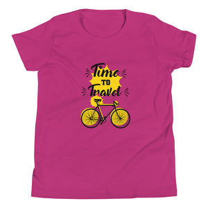 'Time To Travel Bicycle' Unisex Youth Short Sleeve T-Shirt