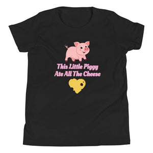 'This Little Piggy Ate All The Cheese' Unisex Youth Short Sleeve T-Shirt