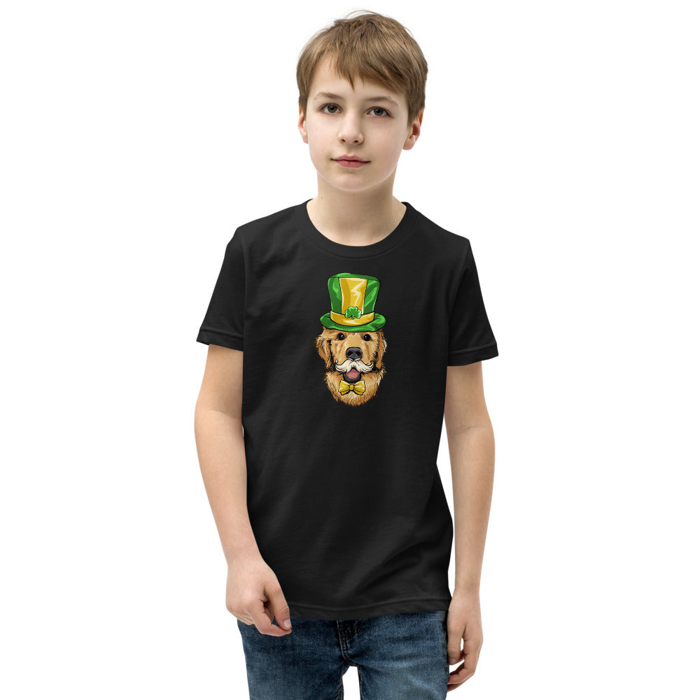 'St. Patrick's Day Golden Retriever Dog' Unisex Youth Short Sleeve T-Shirt