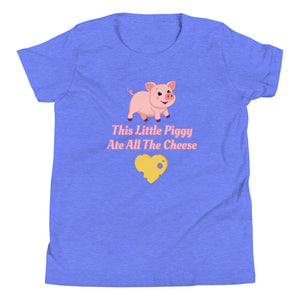 'This Little Piggy Ate All The Cheese' Unisex Youth Short Sleeve T-Shirt