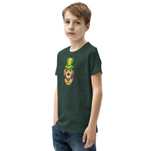 Load image into Gallery viewer, &#39;St. Patrick&#39;s Day Golden Retriever Dog&#39; Unisex Youth Short Sleeve T-Shirt
