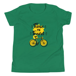 'Time To Travel Bicycle' Unisex Youth Short Sleeve T-Shirt