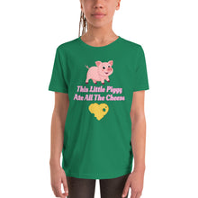 Load image into Gallery viewer, &#39;This Little Piggy Ate All The Cheese&#39; Unisex Youth Short Sleeve T-Shirt
