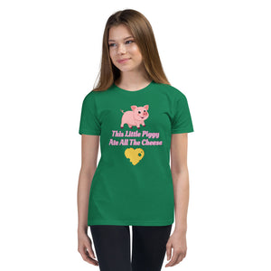 'This Little Piggy Ate All The Cheese' Unisex Youth Short Sleeve T-Shirt