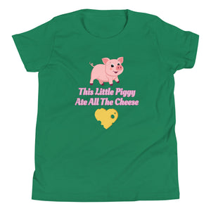 'This Little Piggy Ate All The Cheese' Unisex Youth Short Sleeve T-Shirt