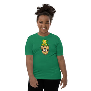 'St. Patrick's Day Golden Retriever Dog' Unisex Youth Short Sleeve T-Shirt