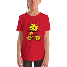 Load image into Gallery viewer, &#39;Time To Travel Bicycle&#39; Unisex Youth Short Sleeve T-Shirt
