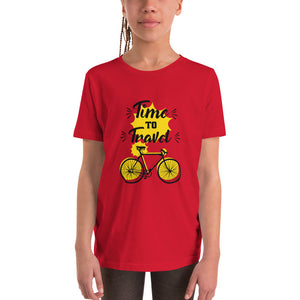 'Time To Travel Bicycle' Unisex Youth Short Sleeve T-Shirt