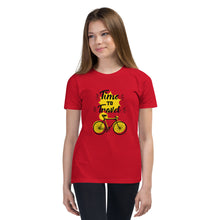 Load image into Gallery viewer, &#39;Time To Travel Bicycle&#39; Unisex Youth Short Sleeve T-Shirt
