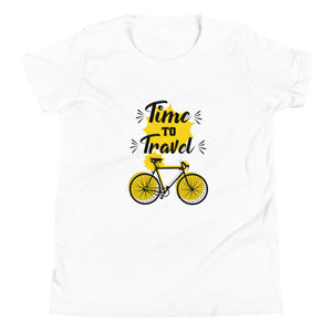 'Time To Travel Bicycle' Unisex Youth Short Sleeve T-Shirt